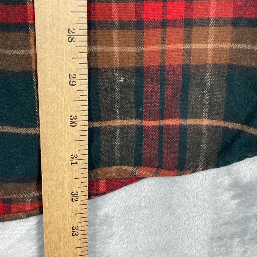 LL Bean Chamois Cloth Shirt Mens Large Tall Red Green Brown Plaid Button Down - Picture 5 of 8